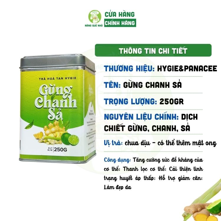 TRÀ GỪNG CHANH SẢ HYGIIE