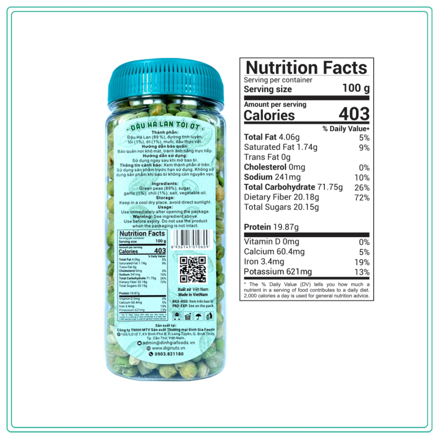 ĐẬU HÀ LAN TỎI ỚT DGFOODS